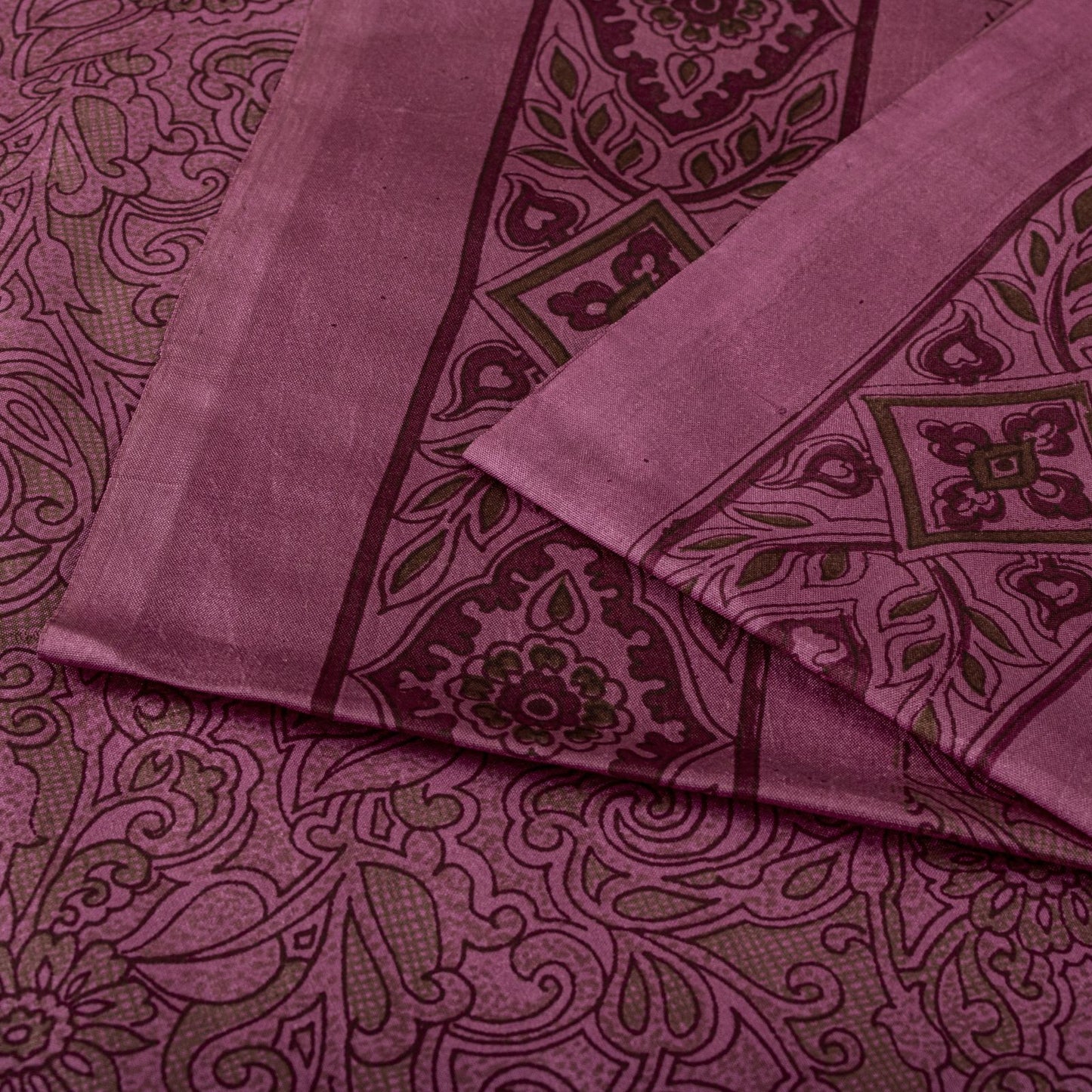 Sanskriti Vintage Saree Pink Soft 100% Pure Silk Floral Print Sari 5.5+Yd Fabric
