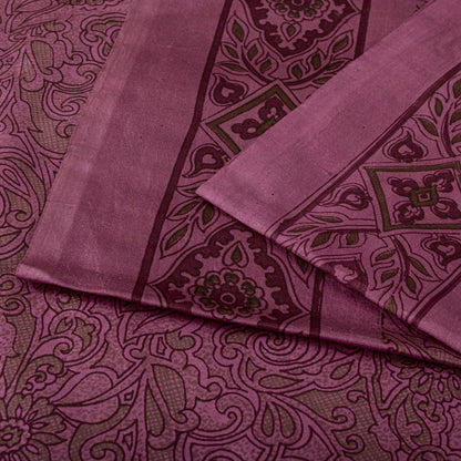 Sanskriti Vintage Saree Pink Soft 100% Pure Silk Floral Print Sari 5.5+Yd Fabric