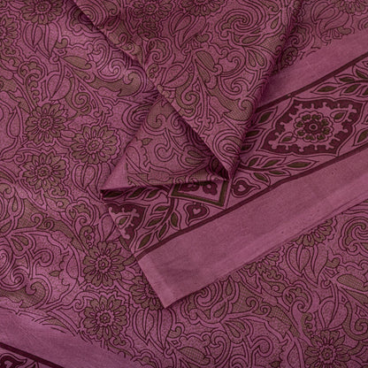 Sanskriti Vintage Saree Pink Soft 100% Pure Silk Floral Print Sari 5.5+Yd Fabric