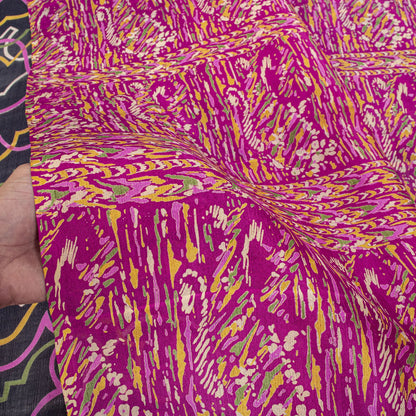 Sanskriti Vintage Blue Pure Silk Saree Abstract Geometric Printed Sari 5.5Yard