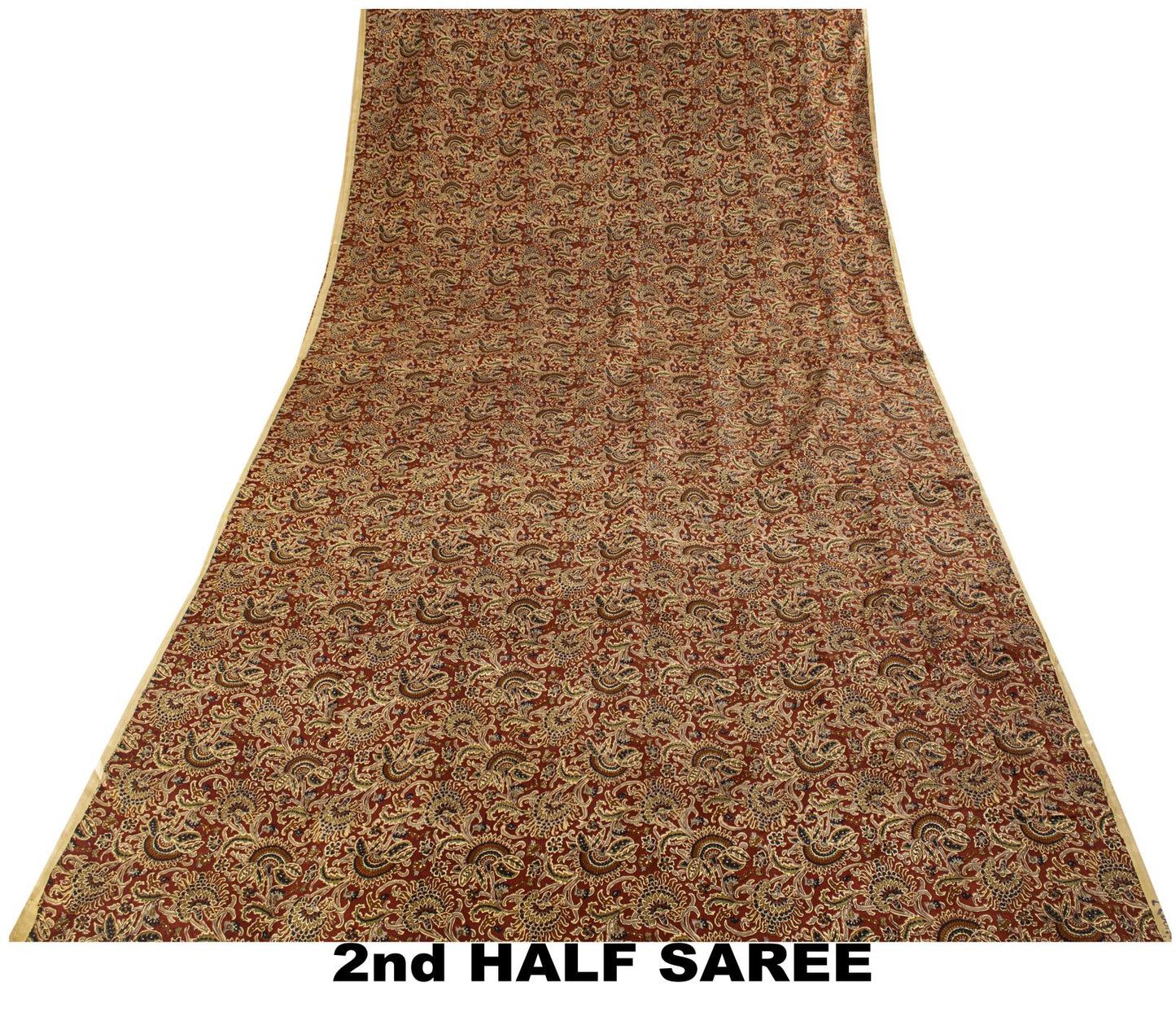 Sanskriti Vintage Saree Brown Soft Pure Silk Paisley Printed Sari 6+Yd Fabric