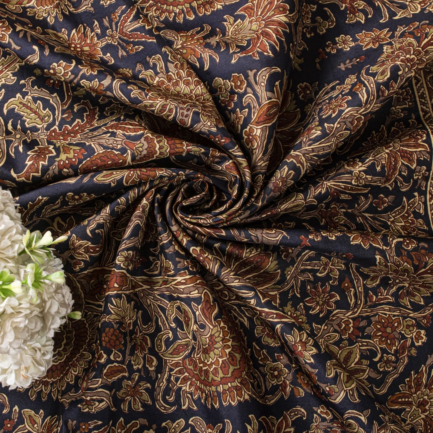 Sanskriti Vintage Saree Brown Soft Pure Silk Paisley Printed Sari 6+Yd Fabric