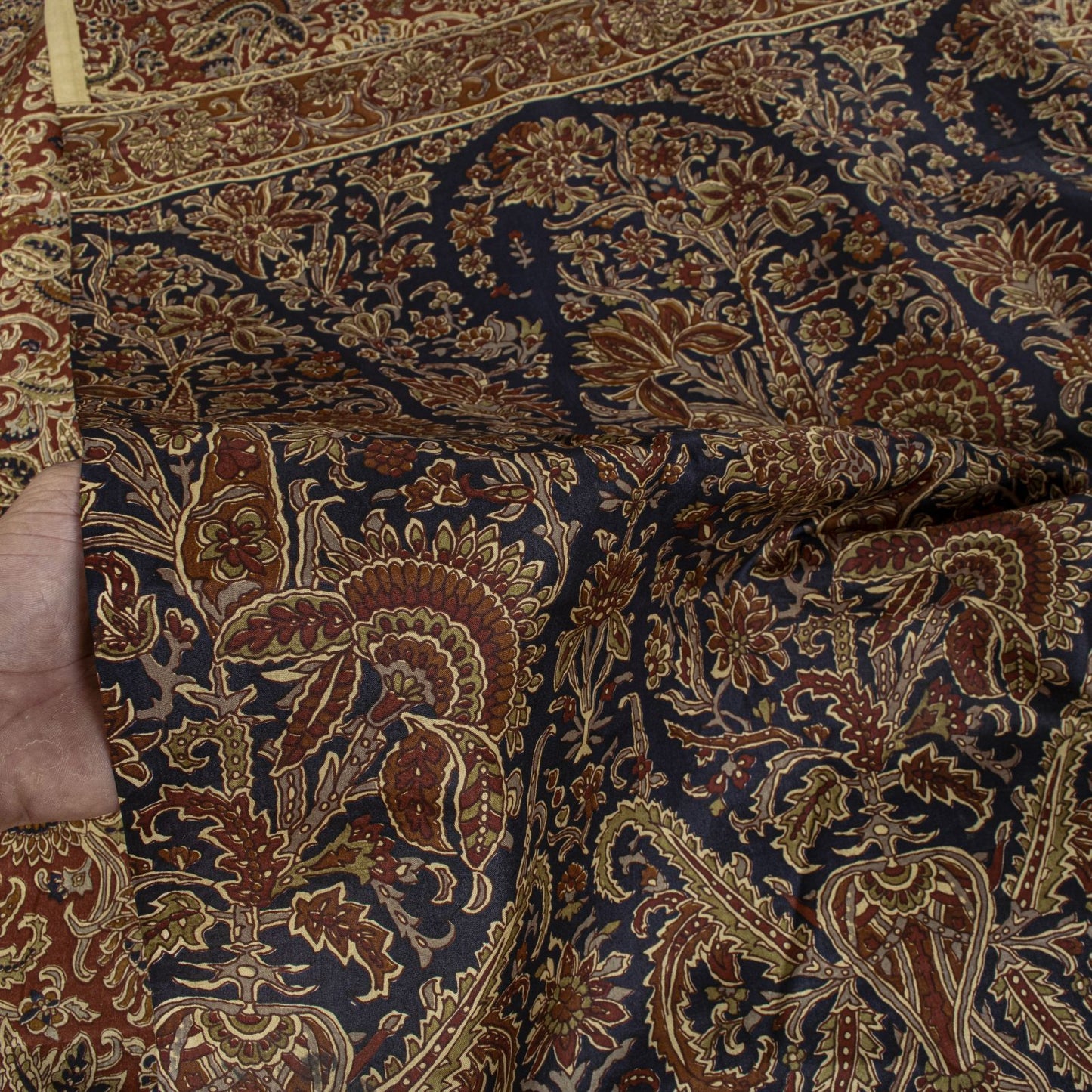 Sanskriti Vintage Saree Brown Soft Pure Silk Paisley Printed Sari 6+Yd Fabric