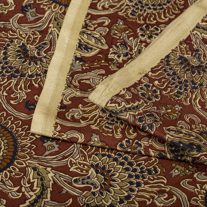 Sanskriti Vintage Saree Brown Soft Pure Silk Paisley Printed Sari 6+Yd Fabric