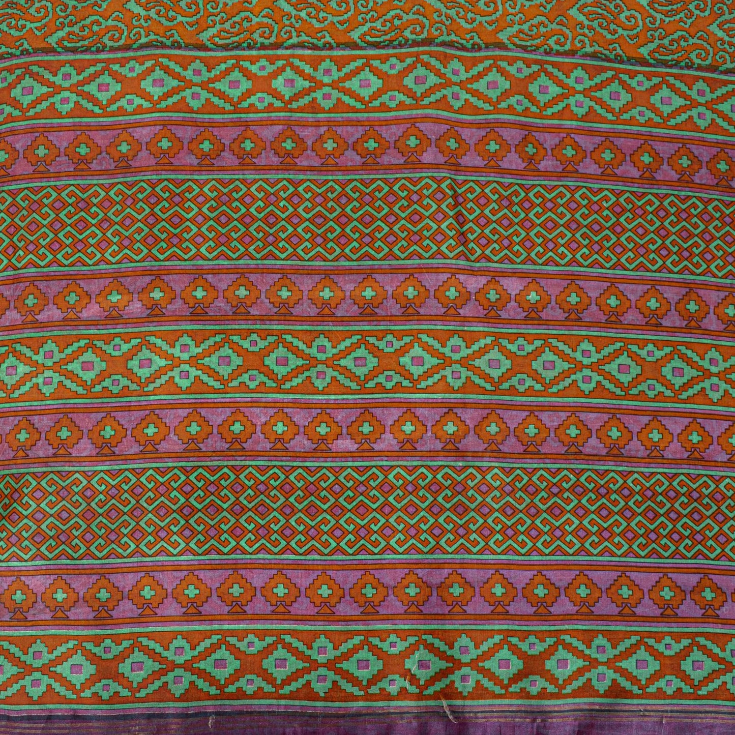 Sanskriti Vintage Orange Pure Silk Saree Paisley Print Sari Woven Border 5.5Yard
