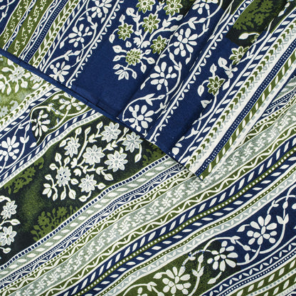 Sanskriti Vintage Gray Pure Silk Saree Floral Print Tie Dye 5+Yard Craft Fabric