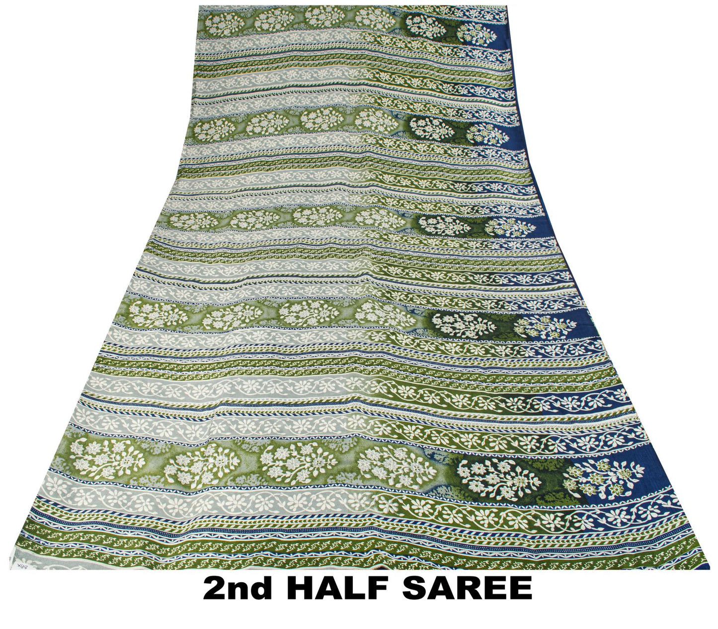 Sanskriti Vintage Gray Pure Silk Saree Floral Print Tie Dye 5+Yard Craft Fabric