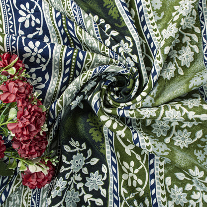Sanskriti Vintage Gray Pure Silk Saree Floral Print Tie Dye 5+Yard Craft Fabric