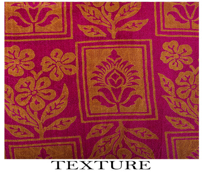 Sanskriti Vintage Pink Pure Silk Paisley Floral Print Saree 5+Yard Fabric Craft