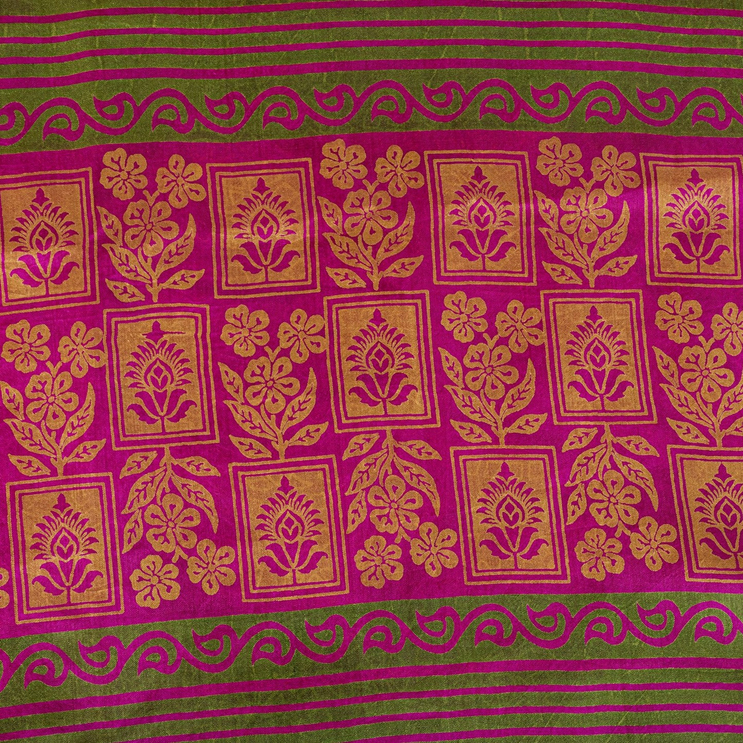 Sanskriti Vintage Pink Pure Silk Paisley Floral Print Saree 5+Yard Fabric Craft