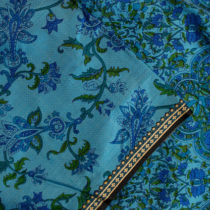 Sanskriti Vintage Floral Printed Gajji Butter Soft Pure Silk Sarees 6+YD Sari