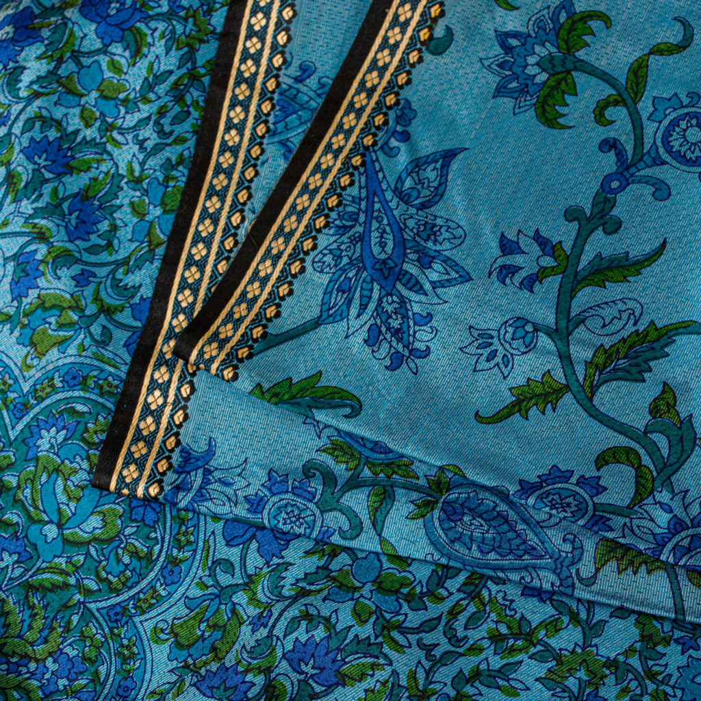 Sanskriti Vintage Floral Printed Gajji Butter Soft Pure Silk Sarees 6+YD Sari