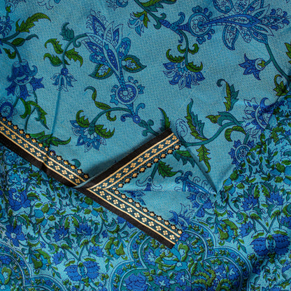 Sanskriti Vintage Floral Printed Gajji Butter Soft Pure Silk Sarees 6+YD Sari