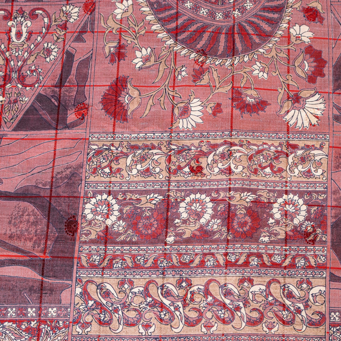 Sanskriti Vintage Saree Dusty Pink 100% Pure Silk Saree 5.5+Yd Supplies Floral Printed Sari For Crafting, Upcycling, or Even Wearing