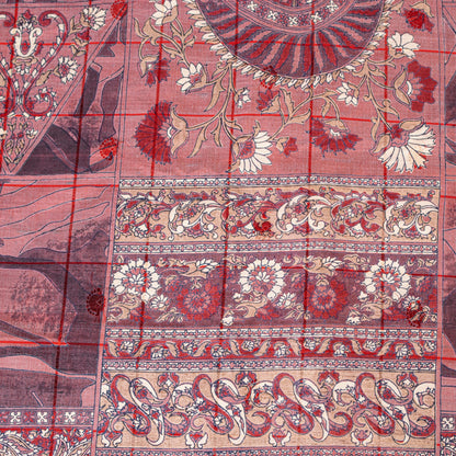 Sanskriti Vintage Saree Dusty Pink 100% Pure Silk Saree 5.5+Yd Supplies Floral Printed Sari For Crafting, Upcycling, or Even Wearing