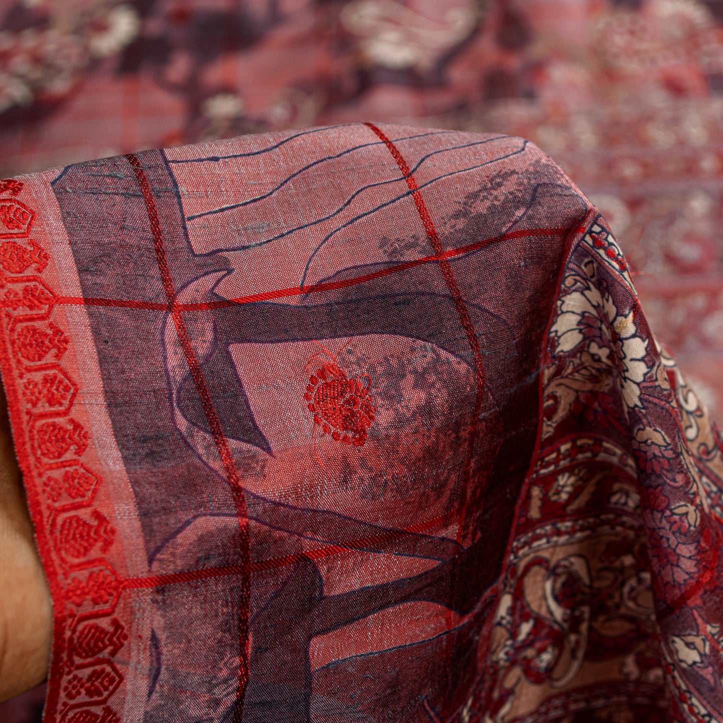 Sanskriti Vintage Saree Dusty Pink 100% Pure Silk Saree 5.5+Yd Supplies Floral Printed Sari For Crafting, Upcycling, or Even Wearing