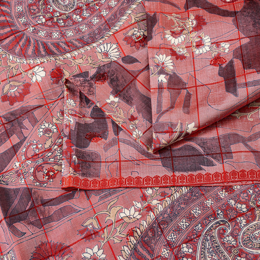 Sanskriti Vintage Saree Dusty Pink 100% Pure Silk Saree 5.5+Yd Supplies Floral Printed Sari For Crafting, Upcycling, or Even Wearing