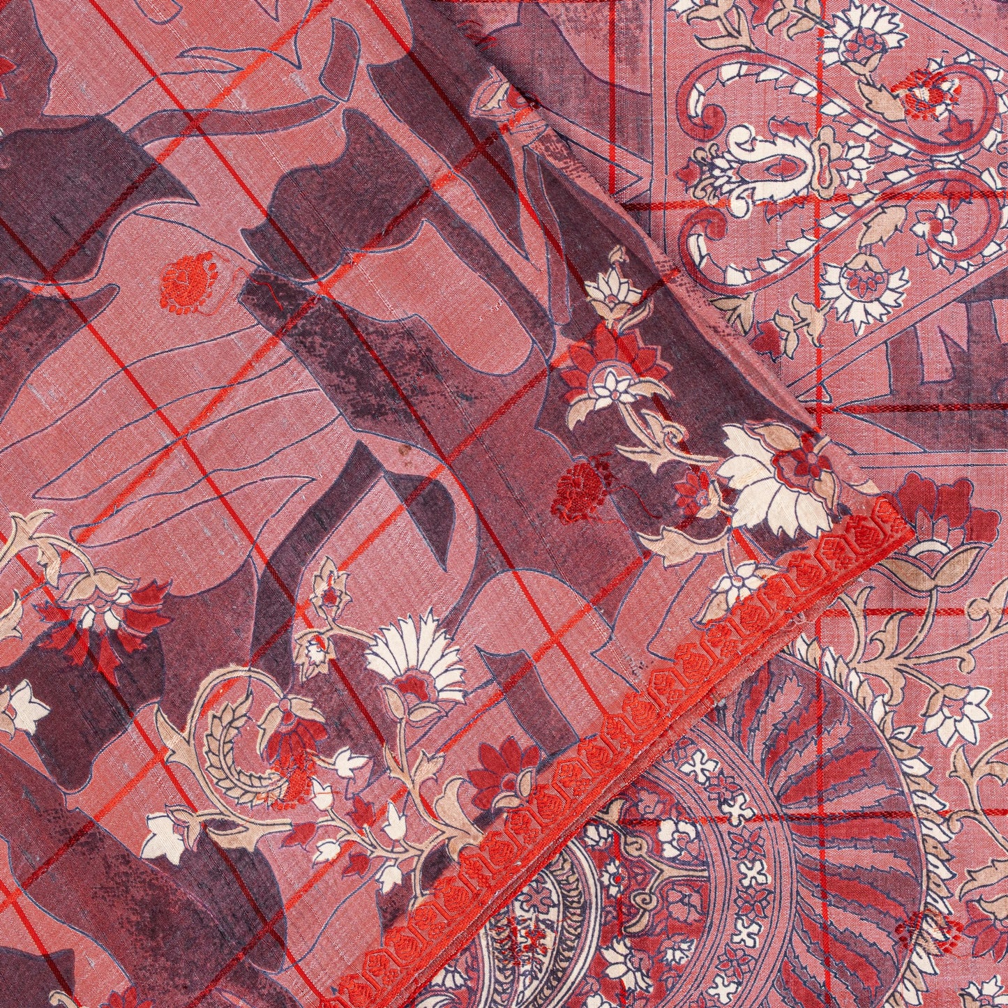 Sanskriti Vintage Saree Dusty Pink 100% Pure Silk Saree 5.5+Yd Supplies Floral Printed Sari For Crafting, Upcycling, or Even Wearing