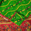 Sanskriti Vintage Green-Red Pure Silk Saree Paisley Printed 5.5+Yard Sari Fabric