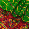 Sanskriti Vintage Green-Red Pure Silk Saree Paisley Printed 5.5+Yard Sari Fabric