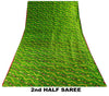 Sanskriti Vintage Green-Red Pure Silk Saree Paisley Printed 5.5+Yard Sari Fabric