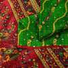 Sanskriti Vintage Green-Red Pure Silk Saree Paisley Printed 5.5+Yard Sari Fabric