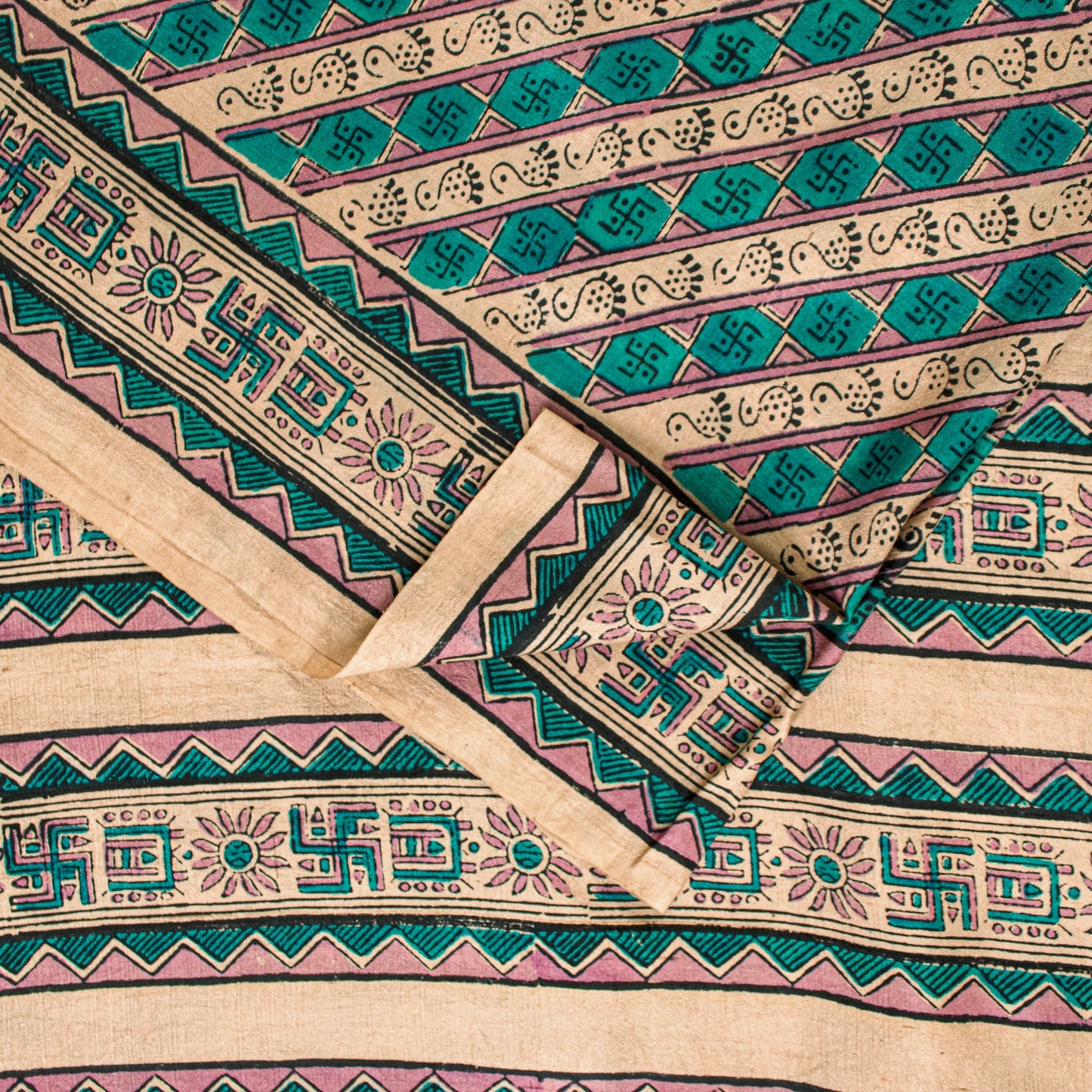 Sanskriti Vintage Printed Gajji Butter Soft Pure Silk Swastik Sarees 7+YD Sari