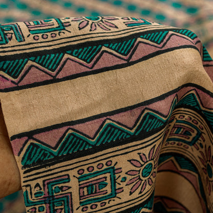 Sanskriti Vintage Printed Gajji Butter Soft Pure Silk Swastik Sarees 7+YD Sari