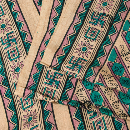 Sanskriti Vintage Printed Gajji Butter Soft Pure Silk Swastik Sarees 7+YD Sari