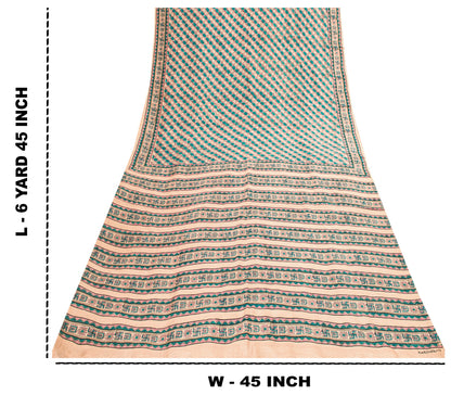 Sanskriti Vintage Printed Gajji Butter Soft Pure Silk Swastik Sarees 7+YD Sari