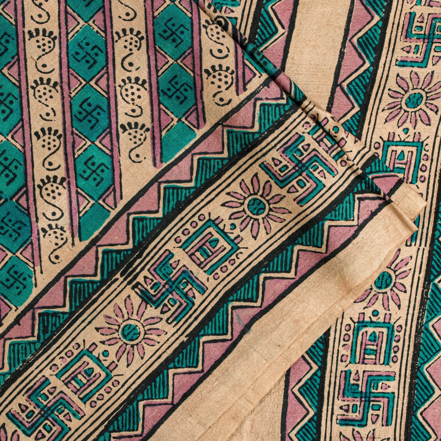 Sanskriti Vintage Printed Gajji Butter Soft Pure Silk Swastik Sarees 7+YD Sari