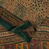 Sanskriti Vintage Cream Pure Chiffon Saree Hand Block Print 5.5+Yard Sari Fabric
