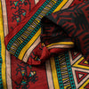 Sanskriti Vintage Red-Black Pure Silk Saree Warli Art Abstract5.5+Yd Sari Fabric