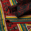 Sanskriti Vintage Red-Black Pure Silk Saree Warli Art Abstract5.5+Yd Sari Fabric