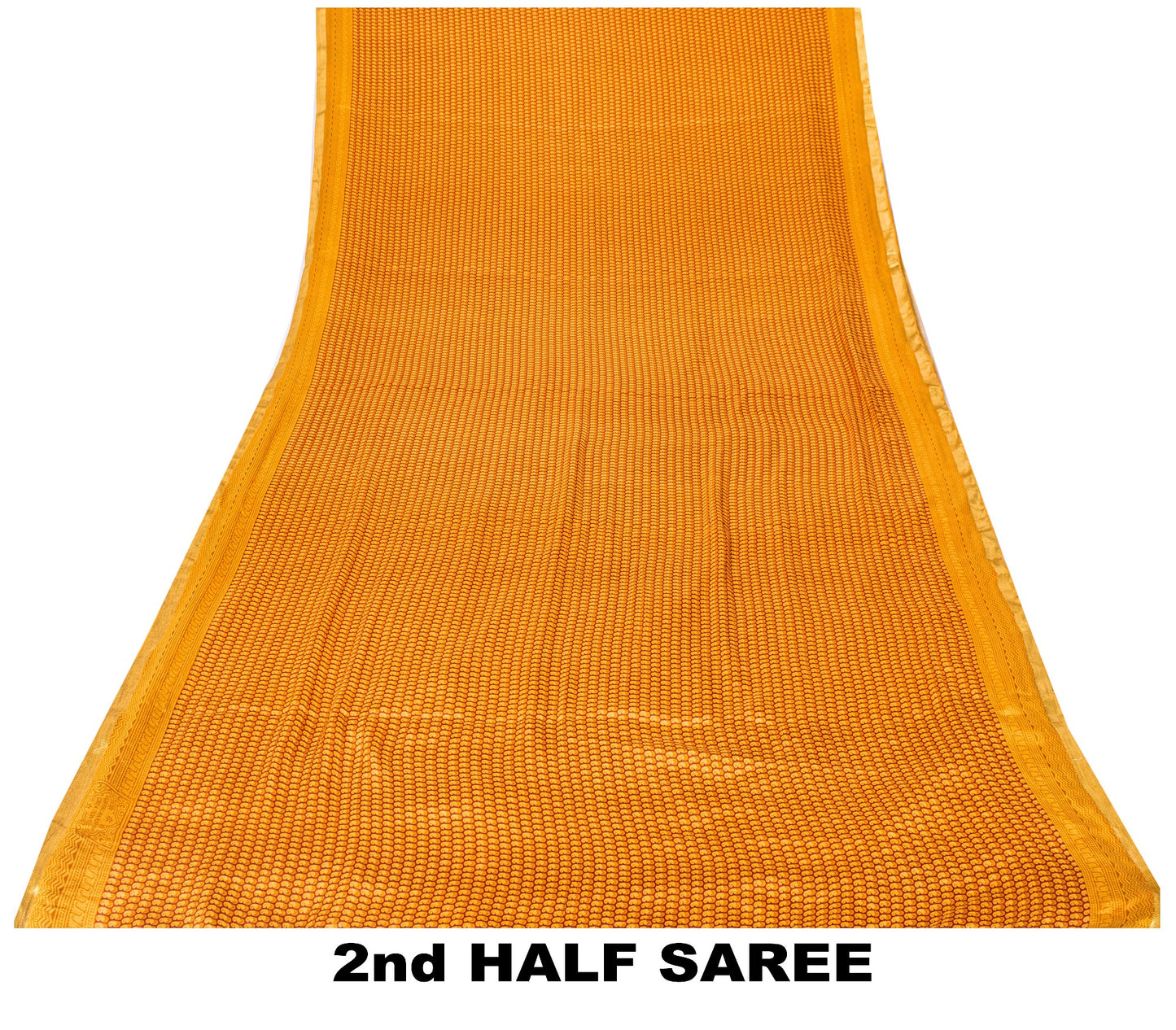 Sanskriti Vintage Orange-Saffron Sari Soft Pure Silk Block Printed Saree 5.5Yd