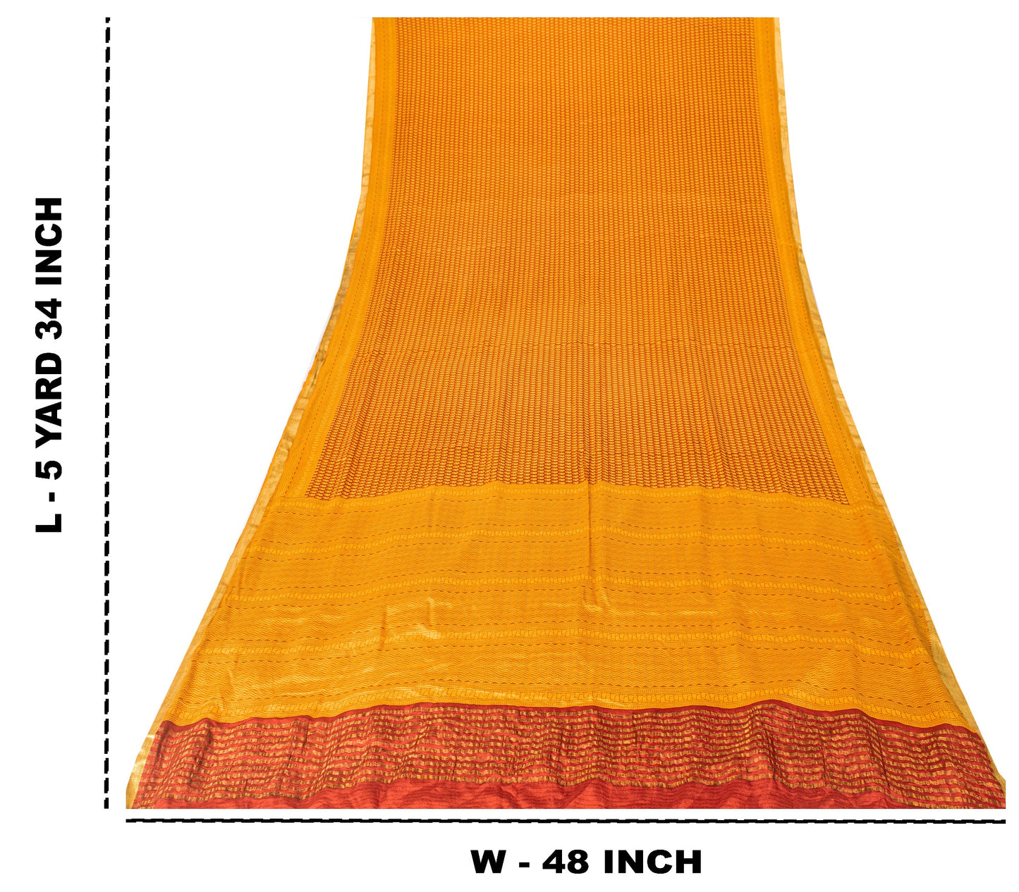 Sanskriti Vintage Orange-Saffron Sari Soft Pure Silk Block Printed Saree 5.5Yd