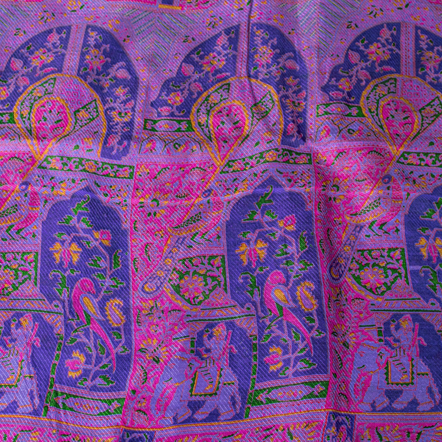 Sanskriti Vintage Blue Sari Soft Pure Silk Human Animal Zari Border Saree 6+YARD