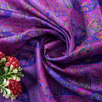 Sanskriti Vintage Blue Sari Soft Pure Silk Human Animal Zari Border Saree 6+YARD