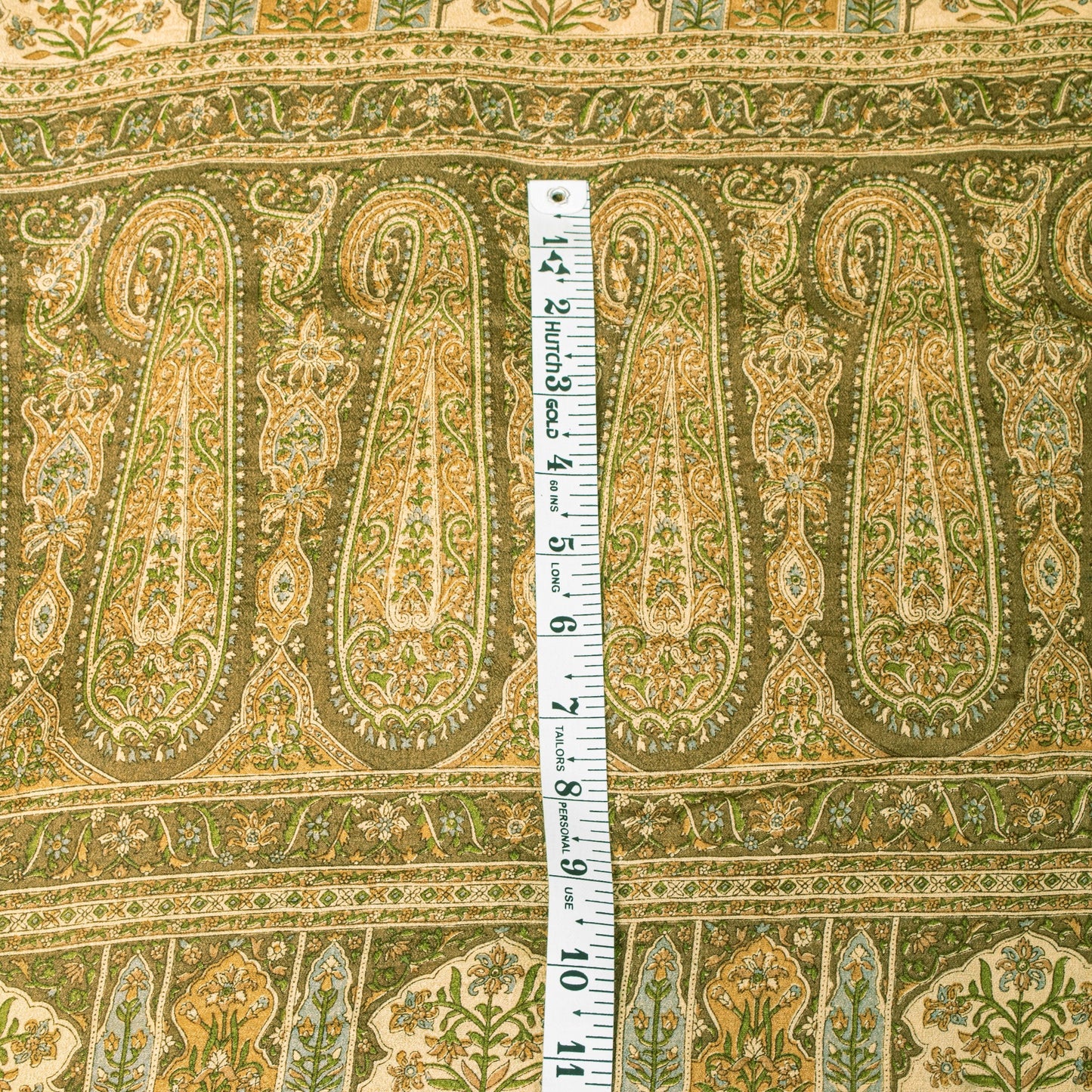 Sanskriti Vintage Sari Green Soft Pure Silk Paisley Hand Block Print Saree 6.5+