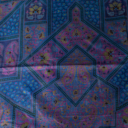 Sanskriti Vintage Blue Sari Soft Pure Silk Floral Print Zari Border Saree 6+Yd