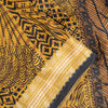 Sanskriti Vintage Saffron-Black Sari Soft Pure Silk Floral Print ZariSaree 5.5Yd