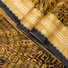 Sanskriti Vintage Saffron-Black Sari Soft Pure Silk Floral Print ZariSaree 5.5Yd