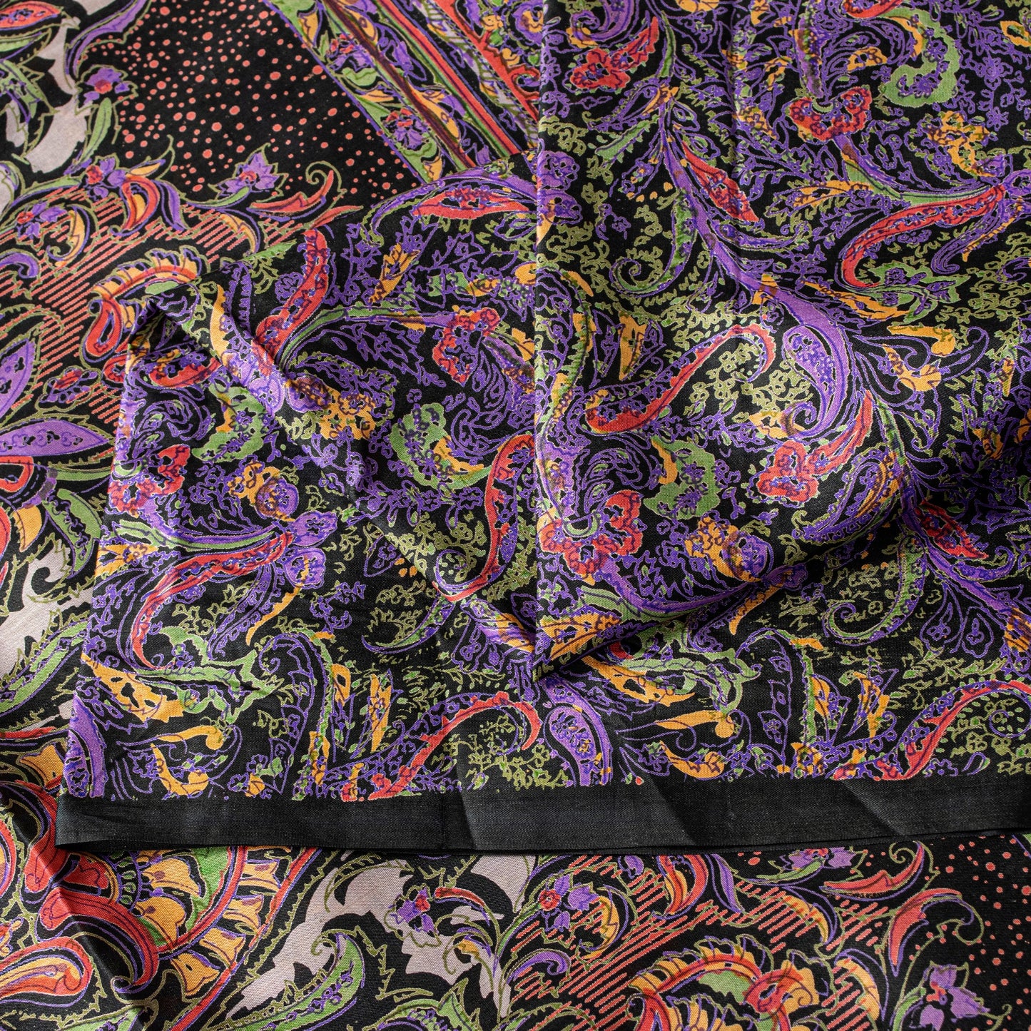 Sanskriti Vintage Purple Sari Soft Pure Silk Paisley Print Saree 5.5Yard Fabric