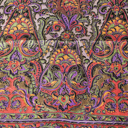 Sanskriti Vintage Purple Sari Soft Pure Silk Paisley Print Saree 5.5Yard Fabric
