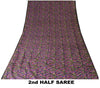 Sanskriti Vintage Purple Sari Soft Pure Silk Paisley Print Saree 5.5Yard Fabric