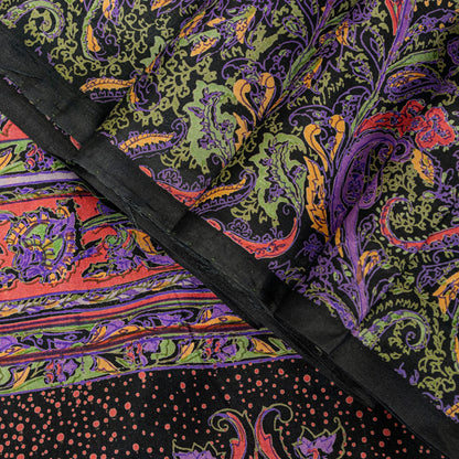 Sanskriti Vintage Purple Sari Soft Pure Silk Paisley Print Saree 5.5Yard Fabric