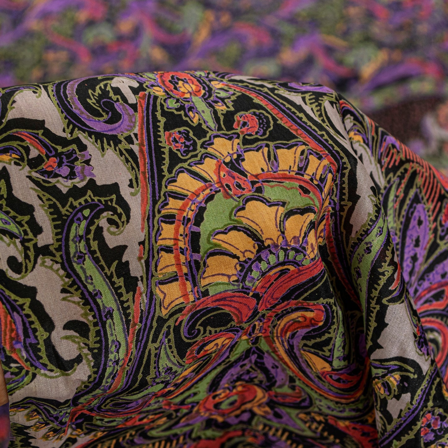 Sanskriti Vintage Purple Sari Soft Pure Silk Paisley Print Saree 5.5Yard Fabric