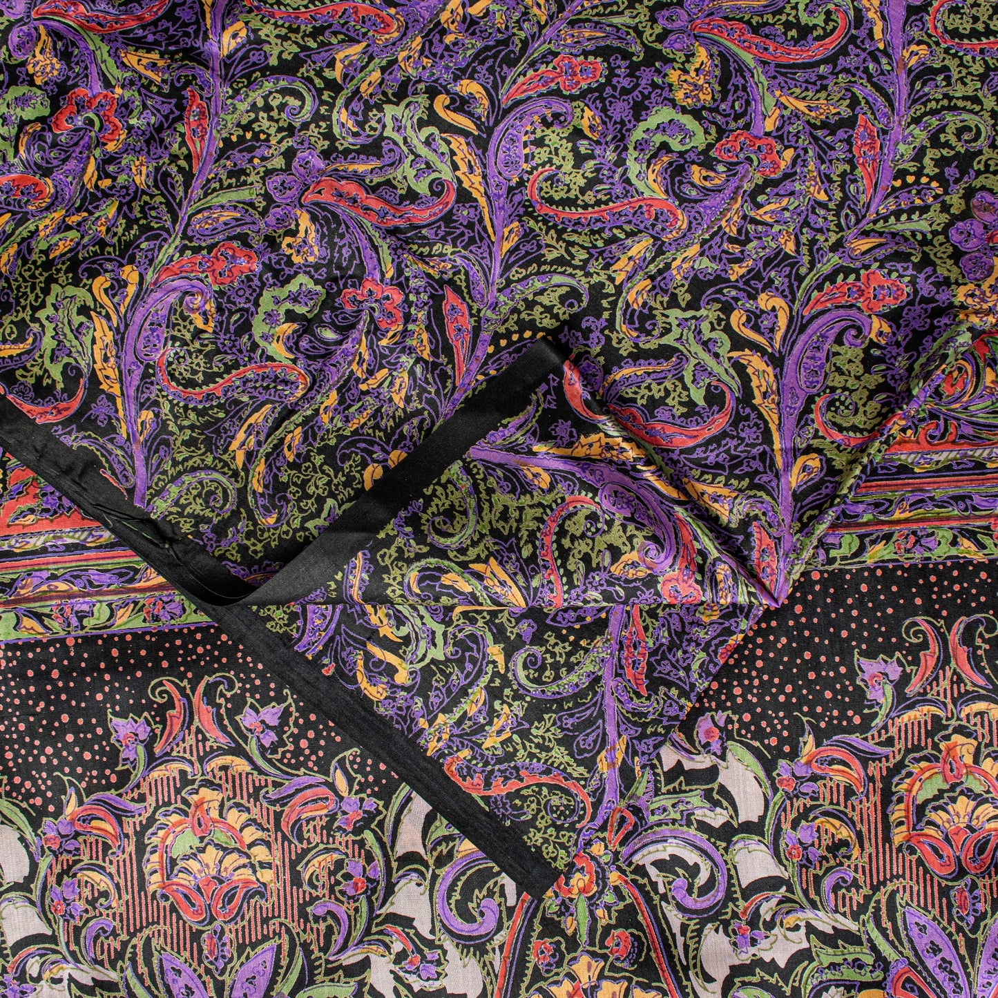 Sanskriti Vintage Purple Sari Soft Pure Silk Paisley Print Saree 5.5Yard Fabric