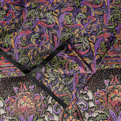 Sanskriti Vintage Purple Sari Soft Pure Silk Paisley Print Saree 5.5Yard Fabric
