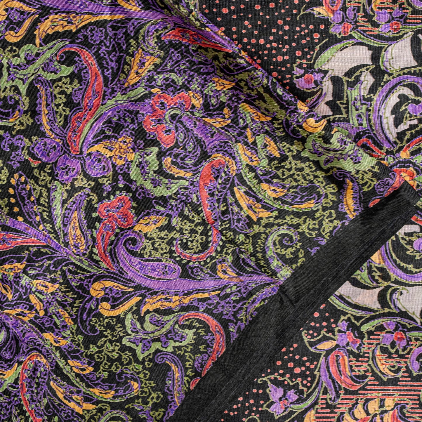 Sanskriti Vintage Purple Sari Soft Pure Silk Paisley Print Saree 5.5Yard Fabric